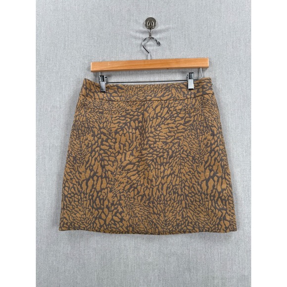LOFT Dresses & Skirts - Ann Taylor LOFT Brown Tan Jacquard Abstract Animal Print Mini Skirt‎ Size 4